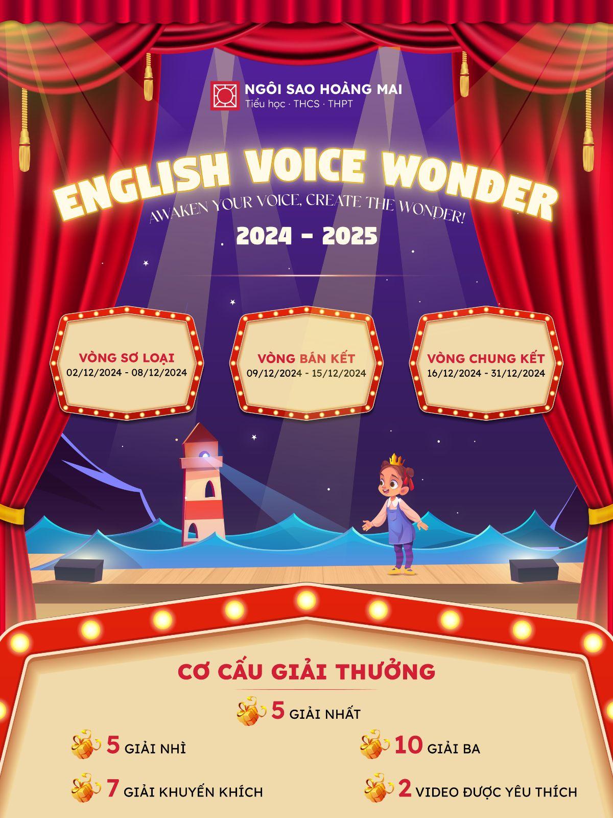English Voice Wonder 2024: Sân chơi ngoại ngữ hấp dẫn dành riêng cho học sinh khối tiểu học